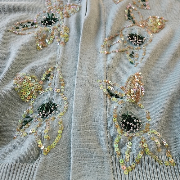 Twinset Milano Teal Beaded Cardigan Size Small - Picture 4 of 8